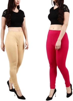 KGN FASHION Churidar  Ethnic Wear Legging(Gold, Pink, Solid)