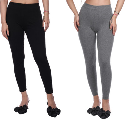 MAYLEK Ankle Length  Ethnic Wear Legging(Black, Grey, Solid)