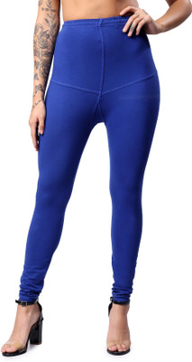 VIKESA Churidar Length Ethnic Wear Legging(Blue, Solid)