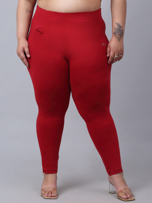 Trend Level Ankle Length Western Wear Legging(Maroon, Solid)