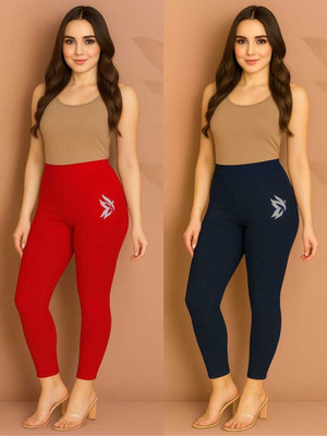 KK YARA Ankle Length  Ethnic Wear Legging(Dark Blue, Red, Solid)
