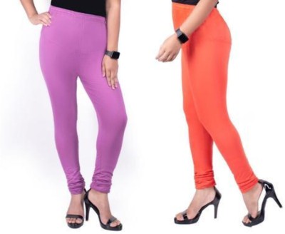 HASMINGARMENTS Churidar  Ethnic Wear Legging(Orange, Purple, Solid)