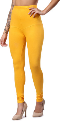 Keviv Churidar  Ethnic Wear Legging(Yellow, Solid)