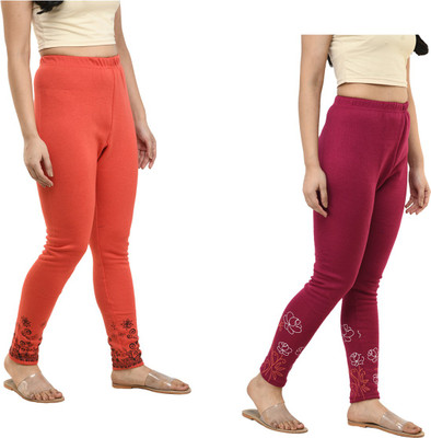 Indistar Ankle Length  Western Wear Legging(Pink, Orange, Solid)