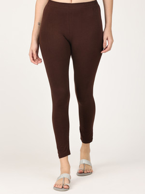 Robinbosky Ankle Length Ethnic Wear Legging(Brown, Solid)