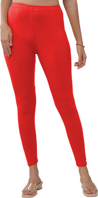 Lyra Ankle Length  Ethnic Wear Legging(Red, Solid)