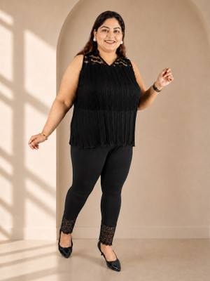 pinkshell Ankle Length Western Wear Legging(Black, Solid)