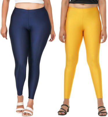 LoveiT Ankle Length Western Wear Legging(Dark Blue, Yellow, Solid)