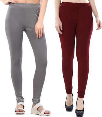 adibaba Churidar  Ethnic Wear Legging(Grey, Maroon, Solid)