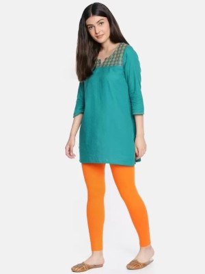 R A Fashion Ankle Length Ethnic Wear Legging(Orange, Solid)