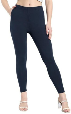 adibaba Ankle Length Western Wear Legging(Dark Blue, Solid)