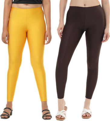 LoveiT Ankle Length Western Wear Legging(Yellow, Brown, Solid)
