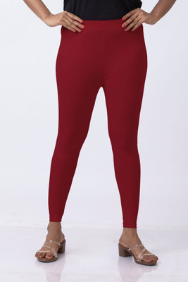 XUFA Ankle Length  Ethnic Wear Legging(Maroon, Solid)