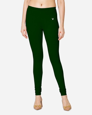 V Star Churidar  Ethnic Wear Legging(Dark Green, Solid)