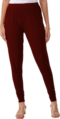 Lyra Churidar  Ethnic Wear Legging(Maroon, Solid)