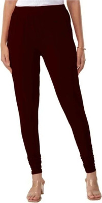 Sana Churidar Length Western Wear Legging(Maroon, Solid)