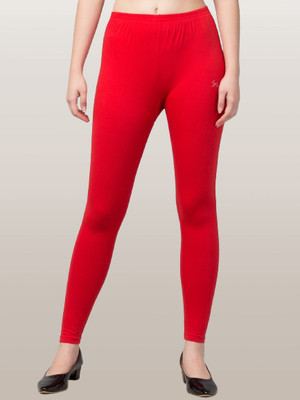 Trend Level Ankle Length  Western Wear Legging(Red, Solid)