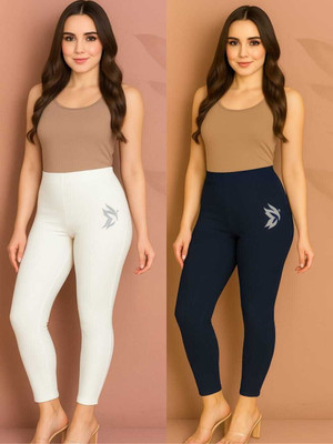 KK YARA Ankle Length  Ethnic Wear Legging(White, Dark Blue, Solid)