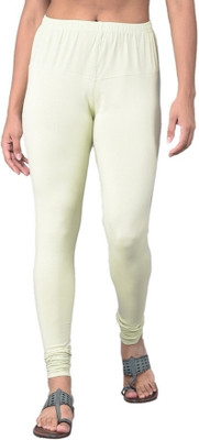 Comfort Lady Churidar Length Ethnic Wear Legging(Green, Solid)