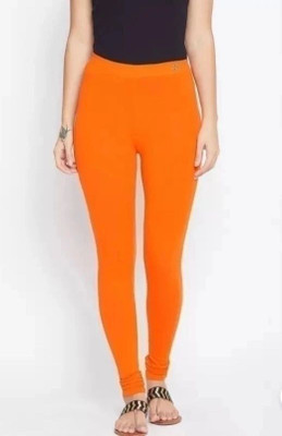 Galaxi Churidar  Western Wear Legging(Orange, Solid)