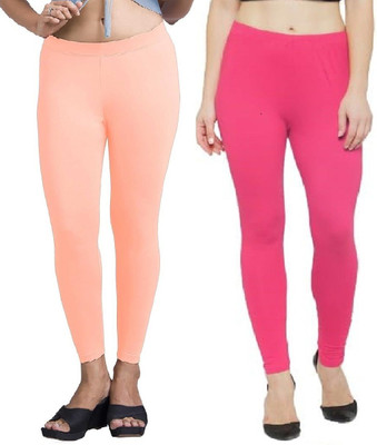 ZAYANQA Ankle Length Western Wear Legging(Pink, Orange, Solid)