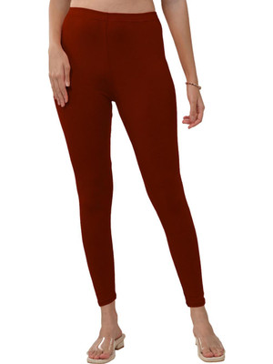Lyra Ankle Length Ethnic Wear Legging(Brown, Solid)