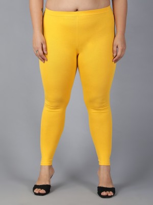 Plus Size Ankle Length Ethnic Wear Legging(Yellow, Solid)