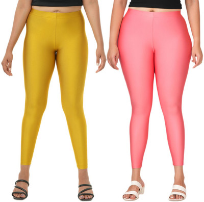 LoveiT Ankle Length Western Wear Legging(Light Green, Pink, Solid)
