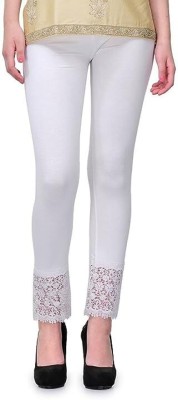 GIZZLINE Ankle Length  Ethnic Wear Legging(White, Self Design)