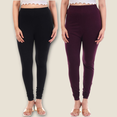 tpf Churidar Length Western Wear Legging(Black, Purple, Solid)