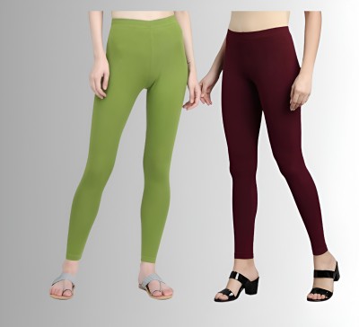 chobi star Ankle Length Ethnic Wear Legging(Maroon, Light Green, Green, Solid)