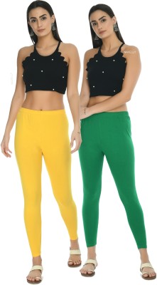 Navelly Ankle Length  Western Wear Legging(Yellow, Green, Solid)