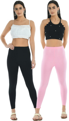 Sukhharta Ankle Length  Western Wear Legging(Black, Pink, Solid)