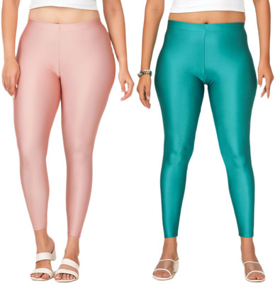 LoveiT Ankle Length Western Wear Legging(Pink, Green, Solid)