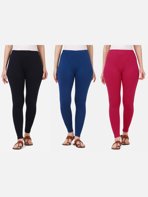 BuyNewTrend Ankle Length Western Wear Legging(Dark Blue, Blue, Pink, Solid)