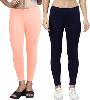 ZAYANQA Ankle Length Western Wear Legging(Dark Blue, Orange, Solid)