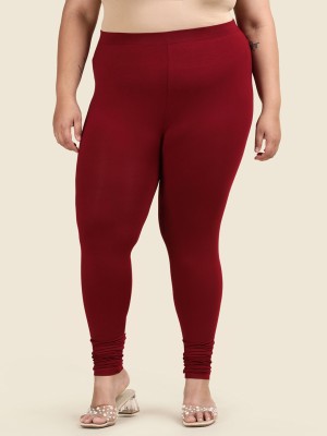 TWIN BIRDS Churidar Length Western Wear Legging(Maroon, Solid)