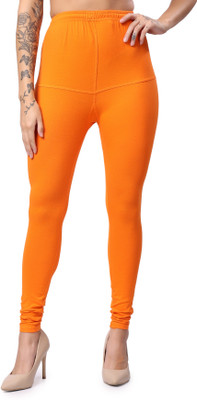 VIKESA Churidar Length Ethnic Wear Legging(Orange, Solid)