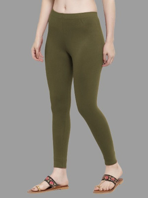 Trend Level Ankle Length Western Wear Legging(Dark Green, Solid)