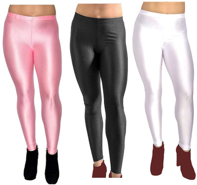 AarifGarment Churidar  Western Wear Legging(Pink, Black, White, Solid)
