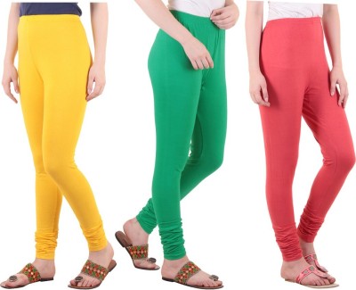 DIAZ Ankle Length  Ethnic Wear Legging(Green, Pink, Yellow, Solid)