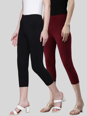 Kryptic 3/4th/Calf Length Western Wear Legging(Black, Solid)