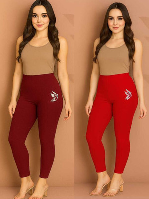 KK YARA Ankle Length  Ethnic Wear Legging(Maroon, Red, Solid)