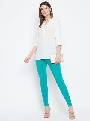 Muskesh Ankle Length  Ethnic Wear Legging(Green, Solid)