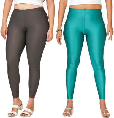 LoveiT Ankle Length Western Wear Legging(Grey, Green, Solid)