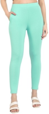 OneSky Ankle Length Western Wear Legging(Green, Solid)