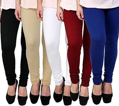 MIKRAM Churidar Length Western Wear Legging(Black, Beige, White, Maroon, Dark Blue, Solid)