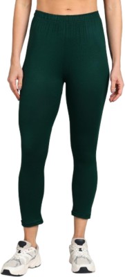 Paavki Ankle Length Western Wear Legging(Green, Solid)