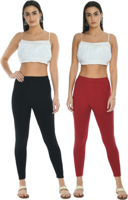 Sukhharta Ankle Length  Western Wear Legging(Black, Maroon, Solid)