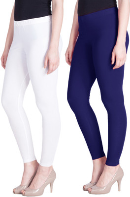 Lyra Ankle Length  Ethnic Wear Legging(Blue, White, Solid)